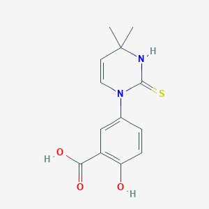 molecular formula C13H14N2O3S B3084573 2-羟基-5-(2-巯基-4,4-二甲基嘧啶-1(4H)-基)苯甲酸 CAS No. 1142213-24-8