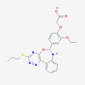 molecular formula C23H24N4O5S B308458 {2-Ethoxy-4-[3-(propylsulfanyl)-6,7-dihydro[1,2,4]triazino[5,6-d][3,1]benzoxazepin-6-yl]phenoxy}acetic acid 