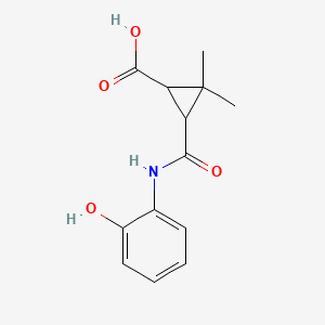 molecular formula C13H15NO4 B3084618 3-{[(2-Hydroxyphenyl)amino]carbonyl}-2,2-dimethylcyclopropanecarboxylic acid CAS No. 1142214-40-1