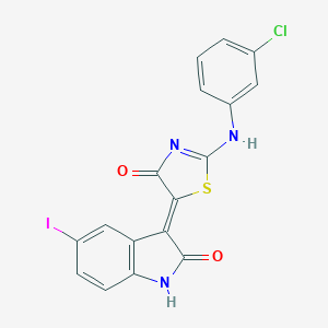 (5Z)-2-(3-chloroanilino)-5-(5-iodo-2-oxo-1H-indol-3-ylidene)-1,3-thiazol-4-one