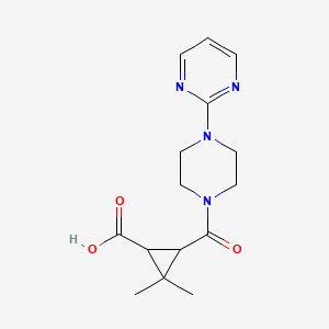 molecular formula C15H20N4O3 B3084647 2,2-Dimethyl-3-[(4-pyrimidin-2-ylpiperazin-1-YL)-carbonyl]cyclopropanecarboxylic acid CAS No. 1142214-69-4