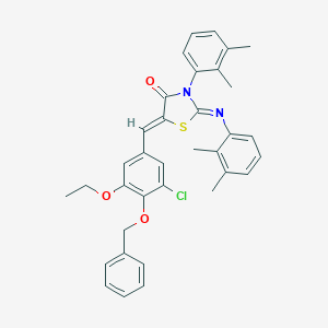 molecular formula C35H33ClN2O3S B308467 5-[4-(Benzyloxy)-3-chloro-5-ethoxybenzylidene]-3-(2,3-dimethylphenyl)-2-[(2,3-dimethylphenyl)imino]-1,3-thiazolidin-4-one 