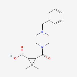 molecular formula C18H24N2O3 B3084678 3-[(4-Benzylpiperazin-1-yl)carbonyl]-2,2-dimethylcyclopropanecarboxylic acid CAS No. 1142214-95-6