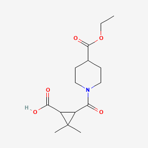 molecular formula C15H23NO5 B3084696 3-{[4-(Ethoxycarbonyl)piperidin-1-yl]carbonyl}-2,2-dimethylcyclopropanecarboxylic acid CAS No. 1142215-11-9
