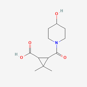 molecular formula C12H19NO4 B3084704 3-[(4-Hydroxypiperidin-1-yl)carbonyl]-2,2-dimethylcyclopropanecarboxylic acid CAS No. 1142215-17-5
