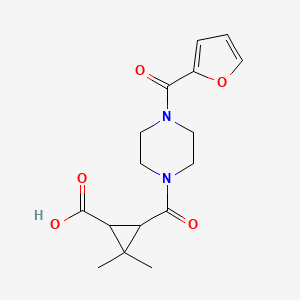 molecular formula C16H20N2O5 B3084709 3-{[4-(2-Furoyl)piperazin-1-yl]carbonyl}-2,2-dimethylcyclopropanecarboxylic acid CAS No. 1142215-26-6
