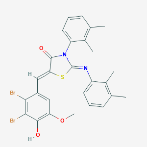 molecular formula C27H24Br2N2O3S B308471 5-(2,3-Dibromo-4-hydroxy-5-methoxybenzylidene)-3-(2,3-dimethylphenyl)-2-[(2,3-dimethylphenyl)imino]-1,3-thiazolidin-4-one 