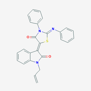 molecular formula C26H19N3O2S B308480 1-allyl-3-[4-oxo-3-phenyl-2-(phenylimino)-1,3-thiazolidin-5-ylidene]-1,3-dihydro-2H-indol-2-one 