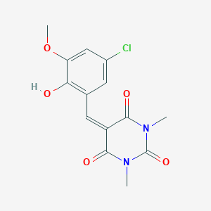 molecular formula C14H13ClN2O5 B308483 5-(5-chloro-2-hydroxy-3-methoxybenzylidene)-1,3-dimethyl-2,4,6(1H,3H,5H)-pyrimidinetrione 