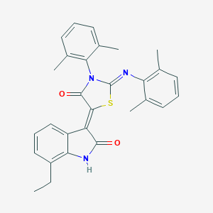 molecular formula C29H27N3O2S B308491 (5Z)-3-(2,6-dimethylphenyl)-2-(2,6-dimethylphenyl)imino-5-(7-ethyl-2-oxo-1H-indol-3-ylidene)-1,3-thiazolidin-4-one 