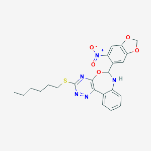 3-(Hexylthio)-6-(6-nitro-1,3-benzodioxol-5-yl)-6,7-dihydro[1,2,4]triazino[5,6-d][3,1]benzoxazepine