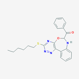 molecular formula C23H24N4O2S B308493 [3-(Hexylsulfanyl)-6,7-dihydro[1,2,4]triazino[5,6-d][3,1]benzoxazepin-6-yl](phenyl)methanone 