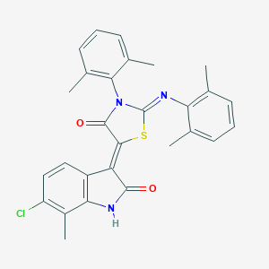 molecular formula C28H24ClN3O2S B308495 (5Z)-5-(6-chloro-7-methyl-2-oxo-1H-indol-3-ylidene)-3-(2,6-dimethylphenyl)-2-(2,6-dimethylphenyl)imino-1,3-thiazolidin-4-one 