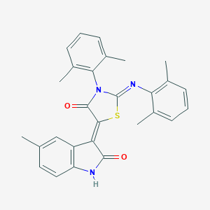 molecular formula C28H25N3O2S B308498 (5Z)-3-(2,6-dimethylphenyl)-2-(2,6-dimethylphenyl)imino-5-(5-methyl-2-oxo-1H-indol-3-ylidene)-1,3-thiazolidin-4-one 