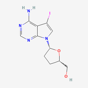 molecular formula C11H13IN4O2 B3084991 ((2S,5R)-5-(4-氨基-5-碘-7H-吡咯并[2,3-d]嘧啶-7-基)四氢呋喃-2-基)甲醇 CAS No. 114748-70-8