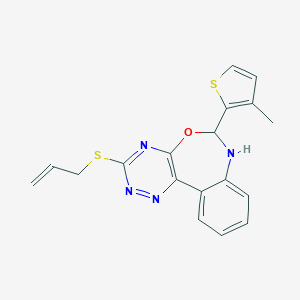 molecular formula C18H16N4OS2 B308500 Allyl6-(3-methyl-2-thienyl)-6,7-dihydro[1,2,4]triazino[5,6-d][3,1]benzoxazepin-3-ylsulfide 