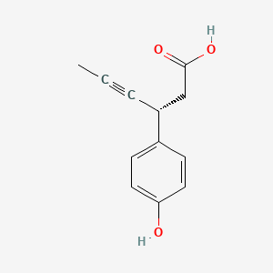 molecular formula C12H12O3 B3085001 (3R)-3-(4-hydroxyphenyl)hex-4-ynoic acid CAS No. 1147732-37-3