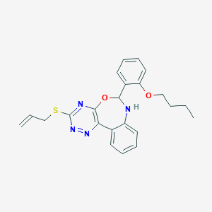 molecular formula C23H24N4O2S B308504 2-[3-(Allylthio)-6,7-dihydro[1,2,4]triazino[5,6-d][3,1]benzoxazepin-6-yl]phenylbutylether 