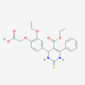 molecular formula C23H24N2O6S B308505 {2-Ethoxy-4-[5-(ethoxycarbonyl)-6-phenyl-2-thioxo-1,2,3,4-tetrahydro-4-pyrimidinyl]phenoxy}acetic acid 