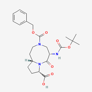 molecular formula C23H31N3O7 B3085112 3-(Phenylmethyl) (5S,8S,10aR)-5-[[(1,1-dimethylethoxy)carbonyl]amino]octahydro-6-oxopyrrolo[1,2-a][1,5]diazocine-3,8(4H)-dicarboxylate CAS No. 1151889-89-2
