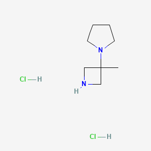 molecular formula C8H18Cl2N2 B3085127 1-(3-Methyl-3-azetidinyl)-pyrrolidine 2HCl CAS No. 1152111-80-2