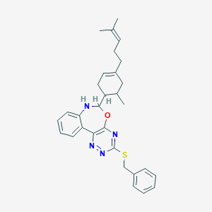 molecular formula C30H34N4OS B308515 3-(Benzylsulfanyl)-6-[6-methyl-4-(4-methyl-3-pentenyl)-3-cyclohexen-1-yl]-6,7-dihydro[1,2,4]triazino[5,6-d][3,1]benzoxazepine 