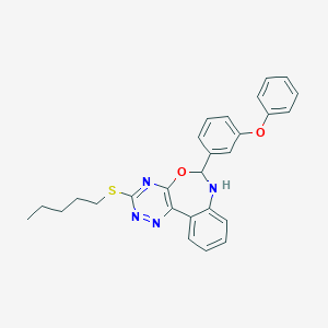 molecular formula C27H26N4O2S B308522 3-(Pentylsulfanyl)-6-(3-phenoxyphenyl)-6,7-dihydro[1,2,4]triazino[5,6-d][3,1]benzoxazepine 