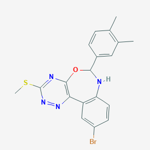 molecular formula C19H17BrN4OS B308523 10-Bromo-6-(3,4-dimethylphenyl)-6,7-dihydro[1,2,4]triazino[5,6-d][3,1]benzoxazepin-3-ylmethylsulfide 