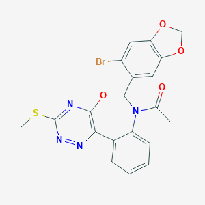 molecular formula C20H15BrN4O4S B308525 1-[6-(6-bromo-1,3-benzodioxol-5-yl)-3-(methylsulfanyl)[1,2,4]triazino[5,6-d][3,1]benzoxazepin-7(6H)-yl]ethanone 