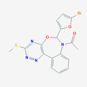 molecular formula C17H13BrN4O3S B308533 1-[6-(5-bromofuran-2-yl)-3-(methylsulfanyl)[1,2,4]triazino[5,6-d][3,1]benzoxazepin-7(6H)-yl]ethanone 