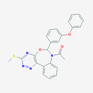 molecular formula C25H20N4O3S B308535 1-[3-(methylsulfanyl)-6-(3-phenoxyphenyl)[1,2,4]triazino[5,6-d][3,1]benzoxazepin-7(6H)-yl]ethanone 