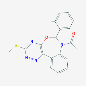 molecular formula C20H18N4O2S B308536 1-[6-(2-methylphenyl)-3-methylsulfanyl-6H-[1,2,4]triazino[5,6-d][3,1]benzoxazepin-7-yl]ethanone CAS No. 6376-33-6