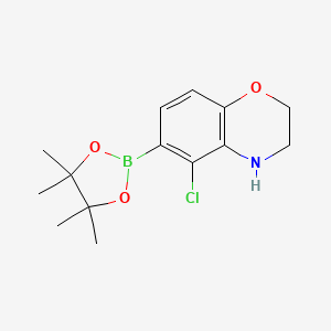 molecular formula C14H19BClNO3 B3085360 5-chloro-6-(4,4,5,5-tetramethyl-1,3,2-dioxaborolan-2-yl)-3,4-dihydro-2H-benzo[b][1,4]oxazine CAS No. 1154740-68-7