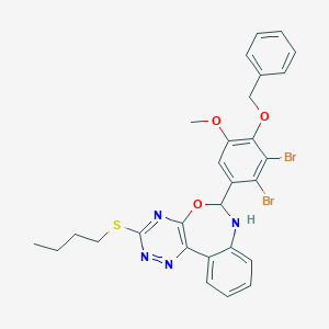 molecular formula C28H26Br2N4O3S B308539 6-[4-(Benzyloxy)-2,3-dibromo-5-methoxyphenyl]-3-(butylsulfanyl)-6,7-dihydro[1,2,4]triazino[5,6-d][3,1]benzoxazepine 