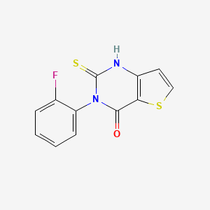 molecular formula C12H7FN2OS2 B3085425 3-(2-fluorophenyl)-2-thioxo-2,3-dihydrothieno[3,2-d]pyrimidin-4(1H)-one CAS No. 1155641-84-1