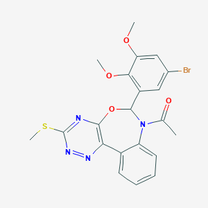 molecular formula C21H19BrN4O4S B308549 1-[6-(5-bromo-2,3-dimethoxyphenyl)-3-(methylsulfanyl)[1,2,4]triazino[5,6-d][3,1]benzoxazepin-7(6H)-yl]ethanone 