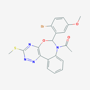 molecular formula C20H17BrN4O3S B308551 7-Acetyl-6-(2-bromo-5-methoxyphenyl)-3-(methylsulfanyl)-6,7-dihydro[1,2,4]triazino[5,6-d][3,1]benzoxazepine 