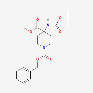 molecular formula C20H28N2O6 B3085512 1-苄基 4-甲基 4-((叔丁氧羰基)氨基)哌啶-1,4-二羧酸酯 CAS No. 115655-43-1