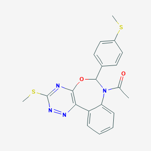 molecular formula C20H18N4O2S2 B308553 1-[3-(methylsulfanyl)-6-[4-(methylsulfanyl)phenyl][1,2,4]triazino[5,6-d][3,1]benzoxazepin-7(6H)-yl]ethanone 