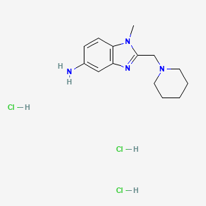 molecular formula C14H23Cl3N4 B3085580 1-Methyl-2-piperidin-1-ylmethyl-1H-benzoimidazol-5-ylamine trihydrochloride CAS No. 1158191-61-7