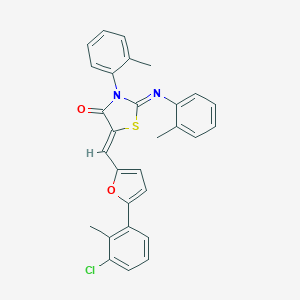 molecular formula C29H23ClN2O2S B308563 5-{[5-(3-Chloro-2-methylphenyl)-2-furyl]methylene}-3-(2-methylphenyl)-2-[(2-methylphenyl)imino]-1,3-thiazolidin-4-one 