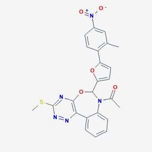 1-{6-[5-(2-methyl-4-nitrophenyl)furan-2-yl]-3-(methylsulfanyl)[1,2,4]triazino[5,6-d][3,1]benzoxazepin-7(6H)-yl}ethanone