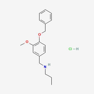 molecular formula C18H24ClNO2 B3085647 {[4-(Benzyloxy)-3-methoxyphenyl]methyl}(propyl)amine hydrochloride CAS No. 1158232-25-7