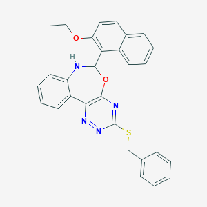 molecular formula C29H24N4O2S B308572 3-(Benzylsulfanyl)-6-(2-ethoxy-1-naphthyl)-6,7-dihydro[1,2,4]triazino[5,6-d][3,1]benzoxazepine 
