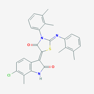 (5Z)-5-(6-chloro-7-methyl-2-oxo-1H-indol-3-ylidene)-3-(2,3-dimethylphenyl)-2-(2,3-dimethylphenyl)imino-1,3-thiazolidin-4-one