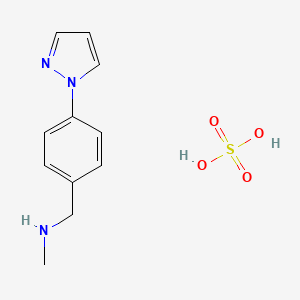 molecular formula C11H15N3O4S B3085758 N-Methyl-1-[4-(1H-pyrazol-1-yl)phenyl]methanamine hemisulfate CAS No. 1158302-05-6