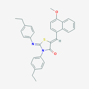 molecular formula C31H28N2O2S B308580 3-(4-Ethylphenyl)-2-[(4-ethylphenyl)imino]-5-[(4-methoxy-1-naphthyl)methylene]-1,3-thiazolidin-4-one 