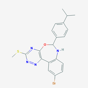 molecular formula C20H19BrN4OS B308582 10-Bromo-6-(4-isopropylphenyl)-3-(methylsulfanyl)-6,7-dihydro[1,2,4]triazino[5,6-d][3,1]benzoxazepine 