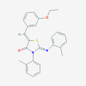 molecular formula C26H24N2O2S B308584 5-(3-Ethoxybenzylidene)-3-(2-methylphenyl)-2-[(2-methylphenyl)imino]-1,3-thiazolidin-4-one 