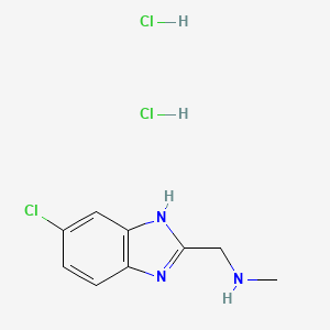 molecular formula C9H12Cl3N3 B3085858 [(5-Chloro-1H-benzimidazol-2-yl)methyl]methylamine dihydrochloride CAS No. 1158349-65-5